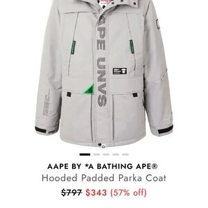 AAPE by A Bathing Ape Gray Hooded Padded Parka Coat